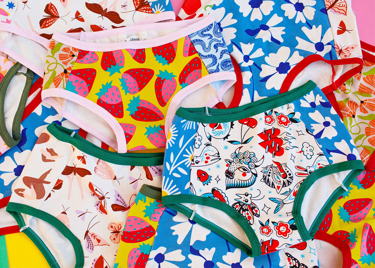 Flat lay of Thunderpants Original and Hipster style underwear in Color Block Panel Pants.