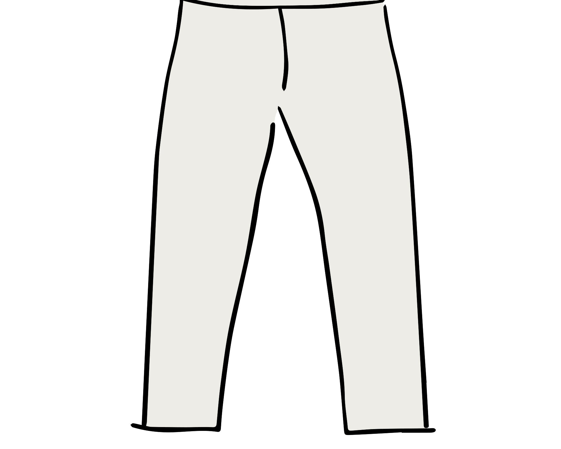 Drawing of Thunderpants organic cotton 3/4 length leggings in Plain Vanilla.