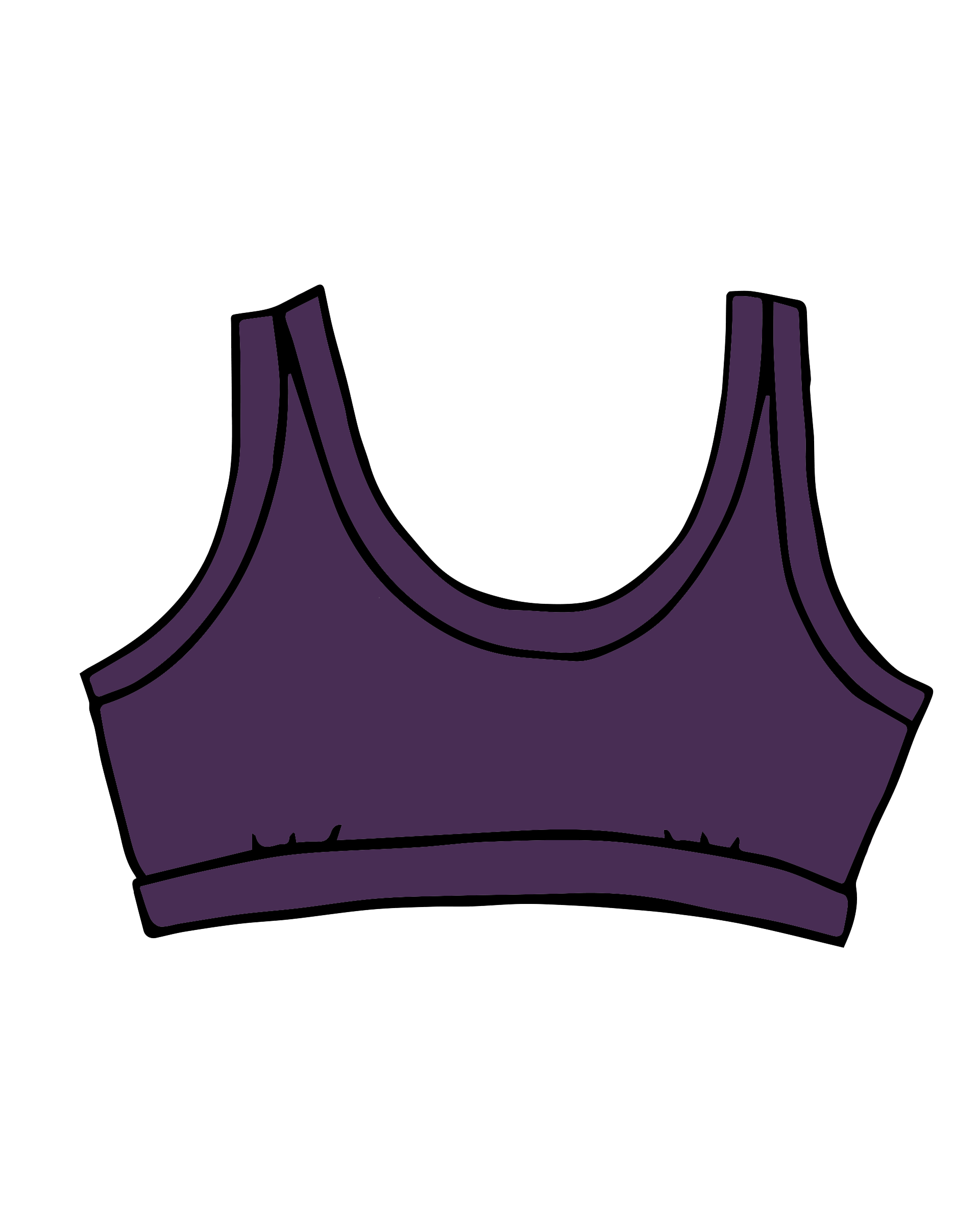 Drawing of Thunderpants Bralette in Amethyst color.