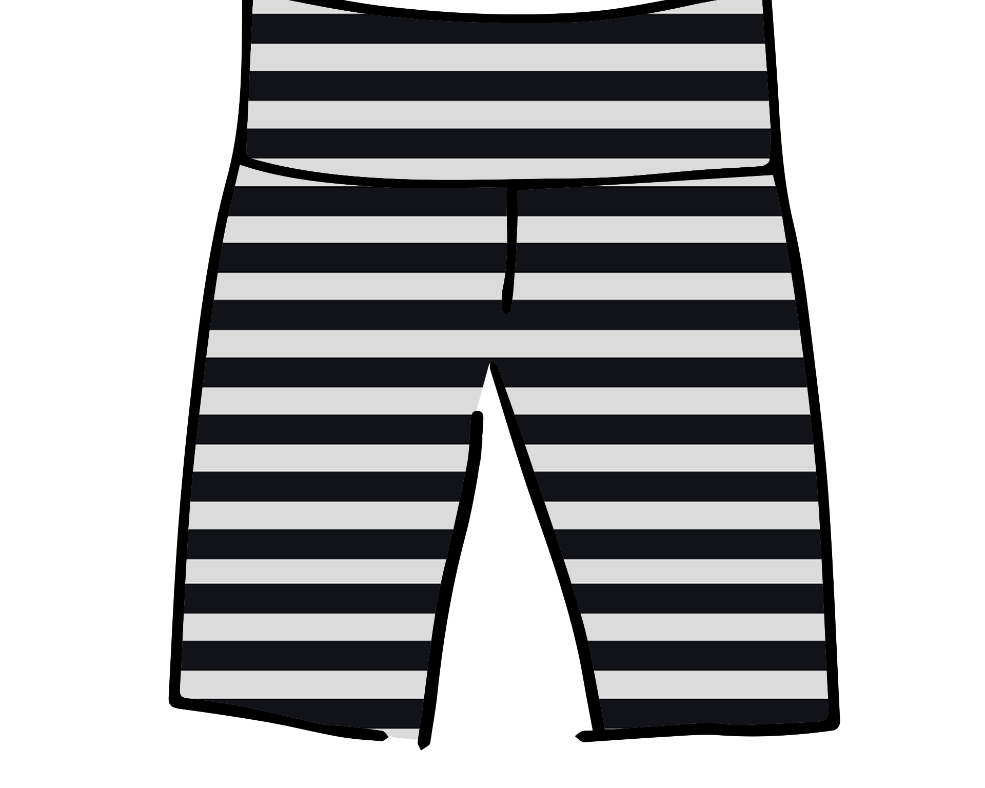 Drawing of Thunderpants Bike Shorts in Black and White Stripe.