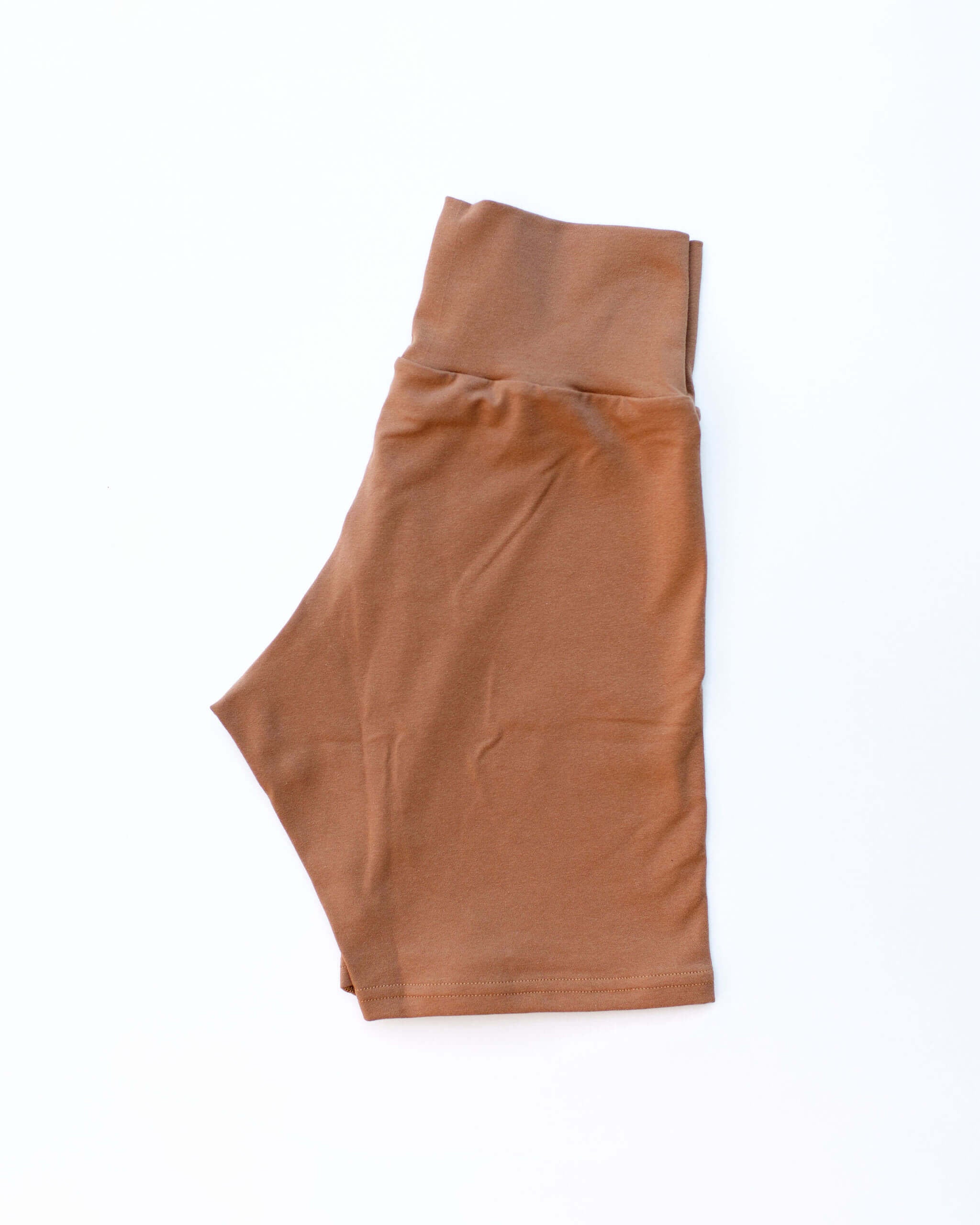 Flat lay of Thunderpants Bike Shorts Hazelnut color - a mid-brown/tan.