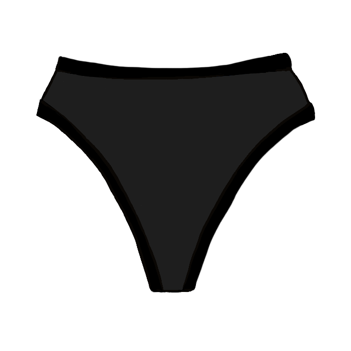 Drawing of Thunderpants Organic Cotton Thong style underwear in Plain Black