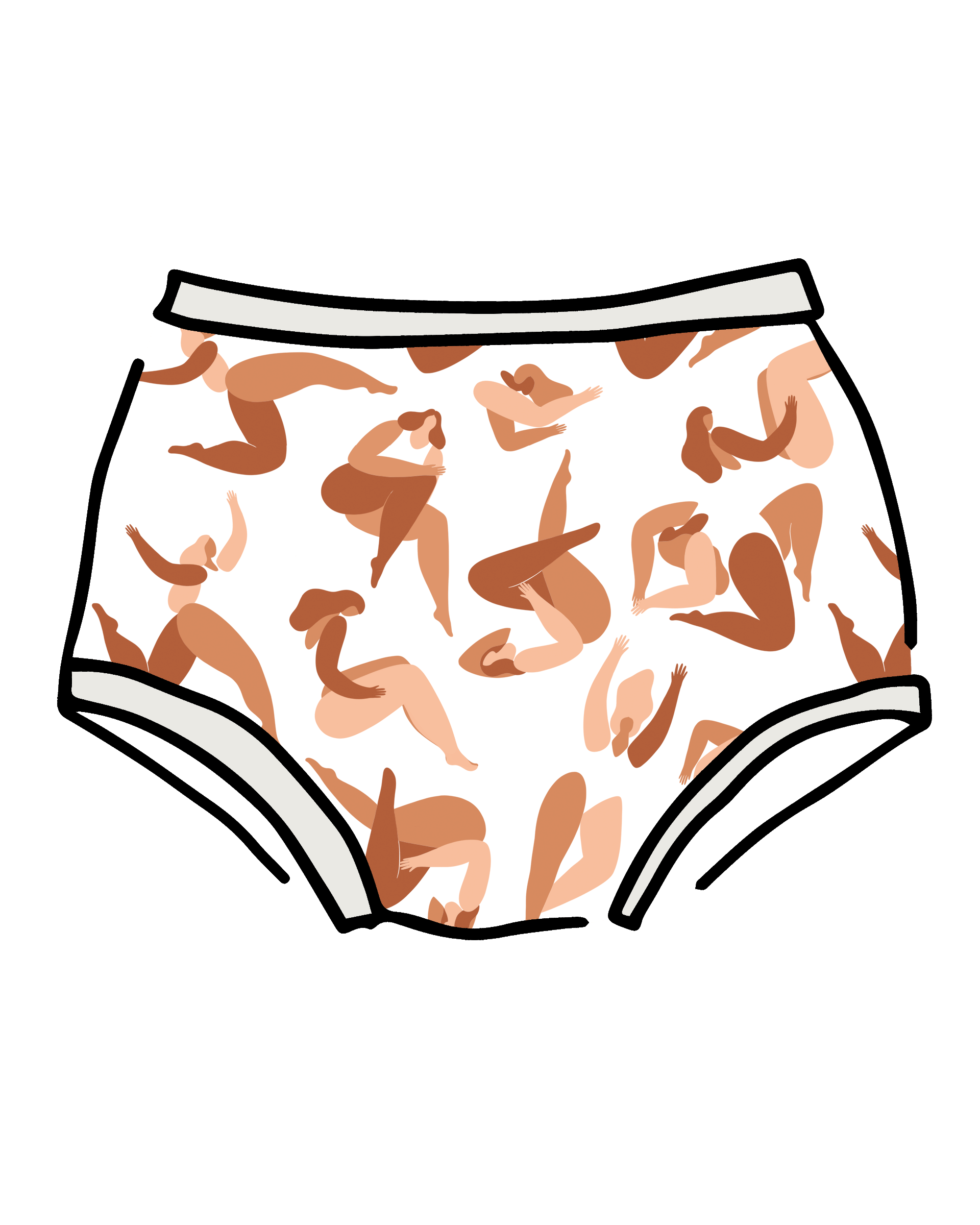 Drawing of Thunderpants Original style underwear in Bodies in Motion print.