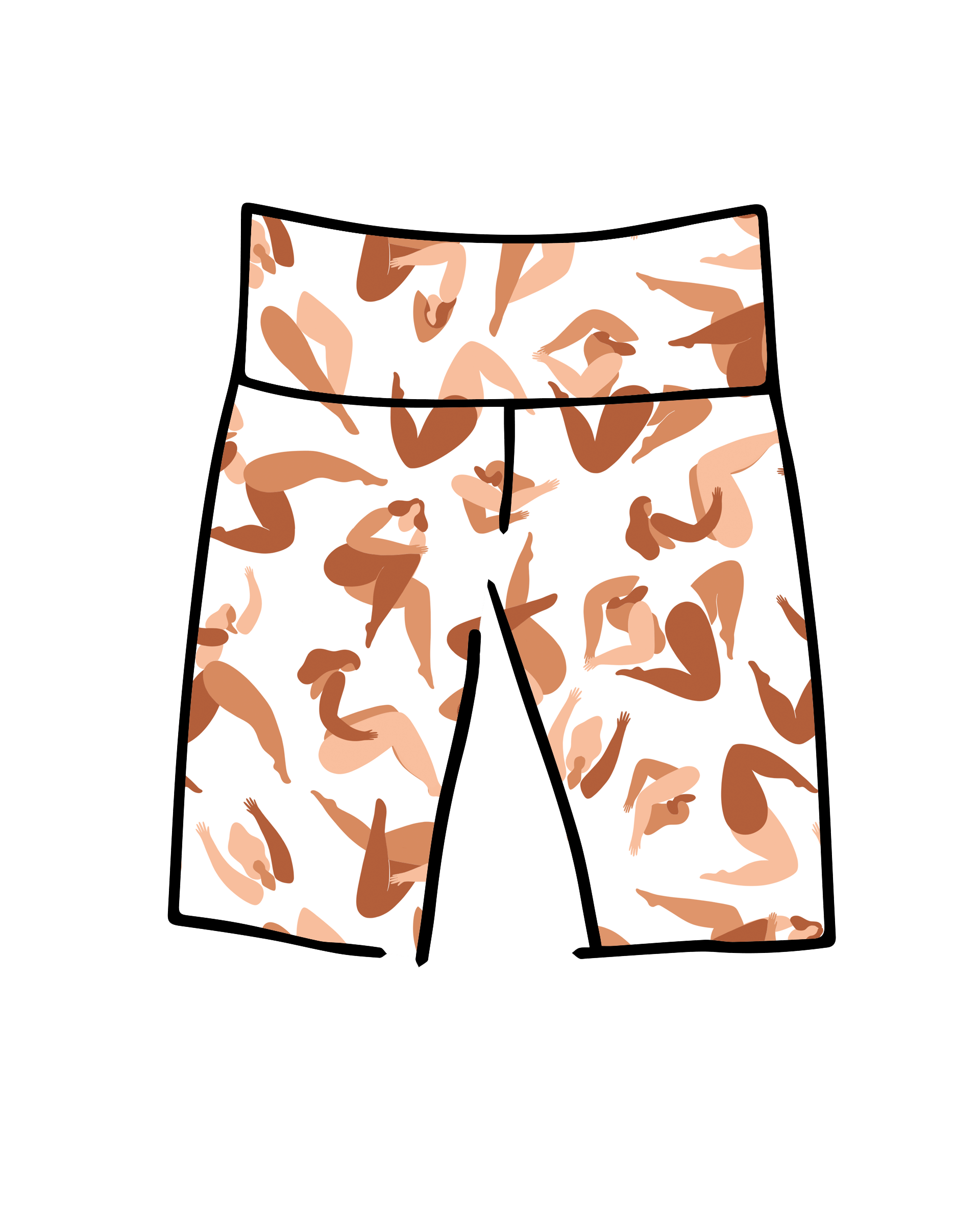 Drawing of Thunderpants Bike Shorts in Bodies in Motion print.