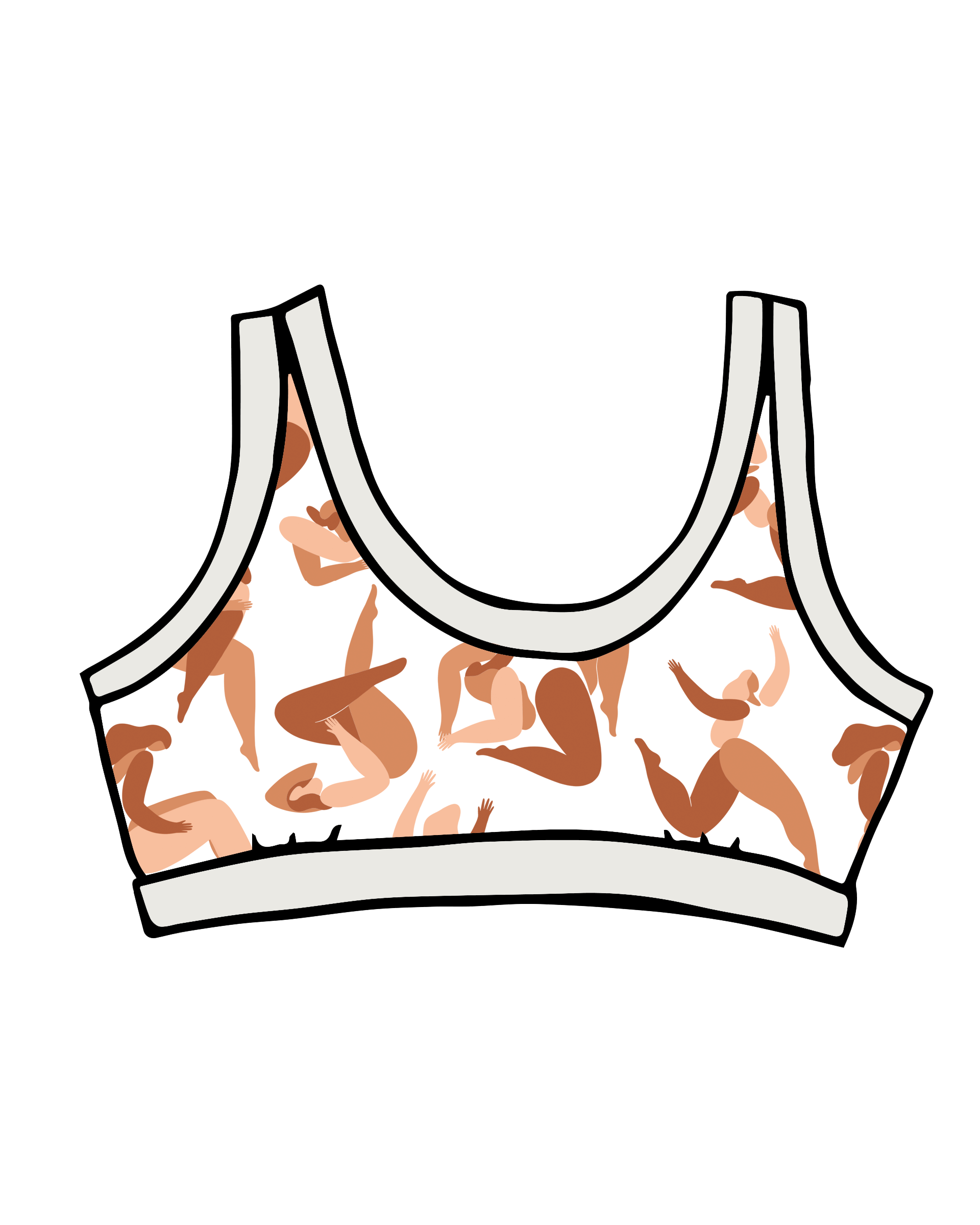 Drawing of Thunderpants Bralette in Bodies in Motion print.