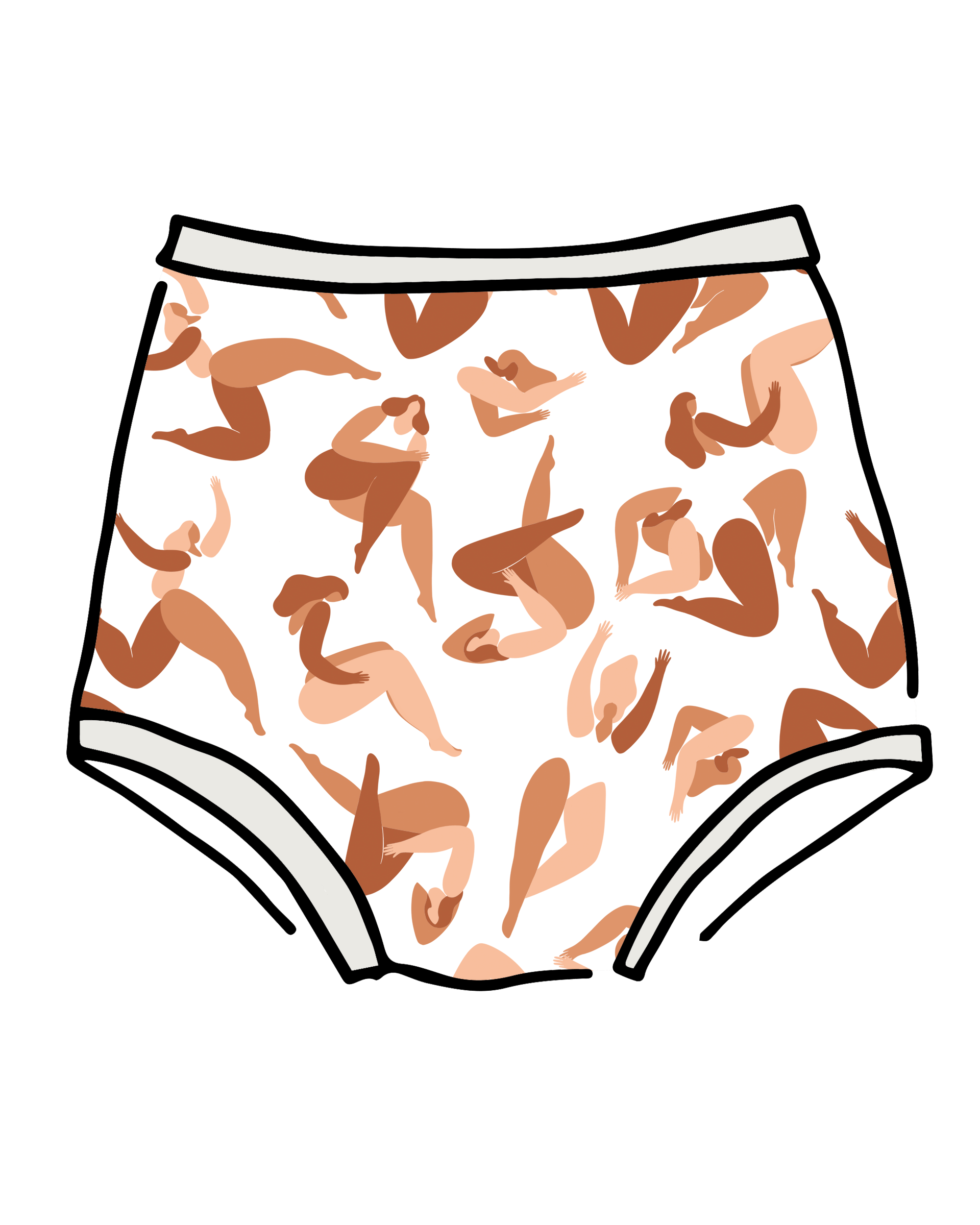Drawing of Thunderpants Sky Rise style underwear in Bodies in Motion print.