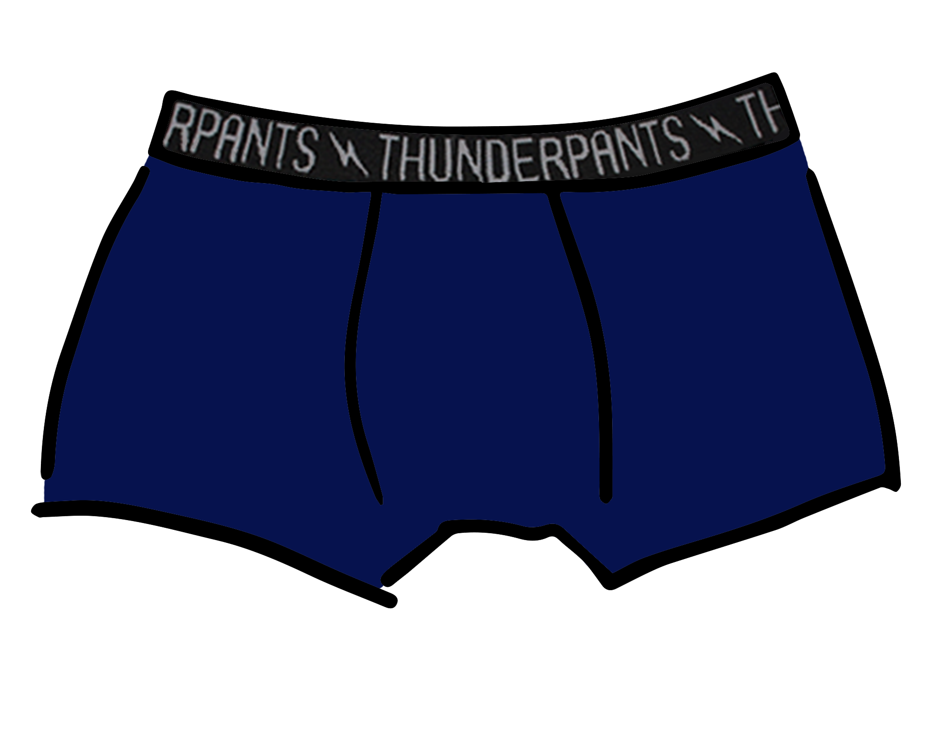Drawing of Thunderpants Boxer Brief in Indigo. 