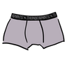 Drawing of Thunderpants Boxer Brief style underwear in Wisterial Girl - a purple/grey color.