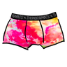 Drawing of Thunderpants Boxer brief style underwear in Summer Crush Ice Dye - pinks, blues, yellows. 