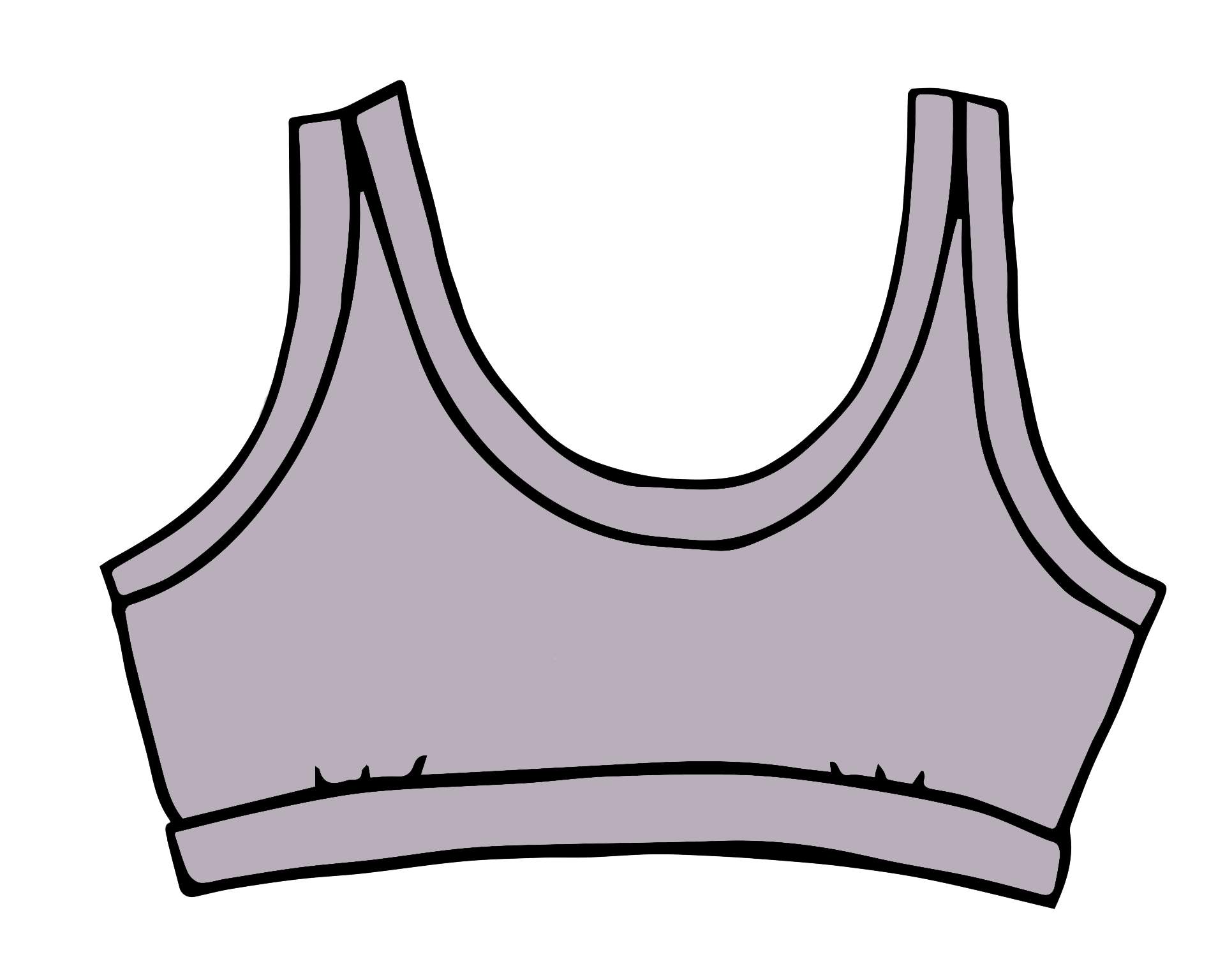 Drawing of Thunderpants Bralette in Wisterial Girl - a purple/grey color.