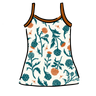 Drawing of Thunderpants Cami in Robben's Artichokes print - teal and rust artichokes and bees.