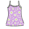 Drawing of Thunderpants Cami in Delia's Daisy - white, green, and purple daisies print.