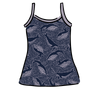 Drawing of Thunderpants Cami in Whale, Whale, Whale print - indigo whales on lavender.