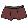 Drawing of Thunderpants Boxer Brief style underwear in Chestnut - dark brown color.