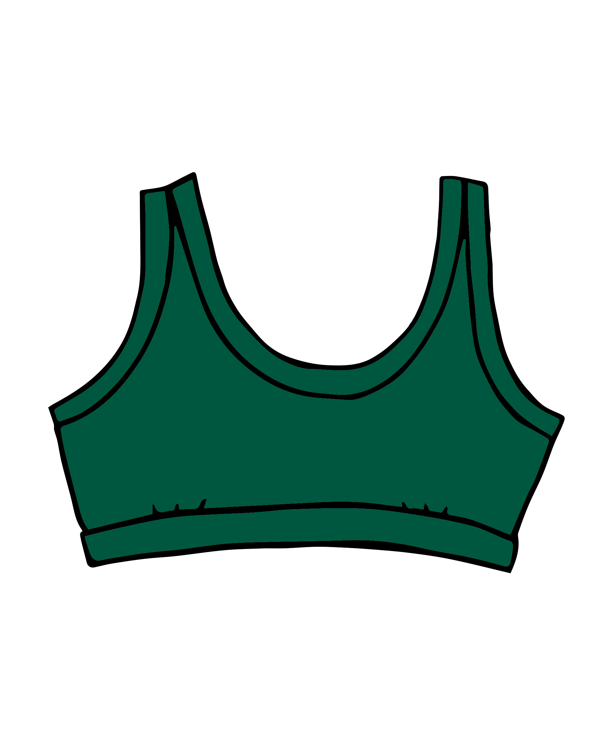 Drawing of Thunderpants Bralette in Green Emerald.