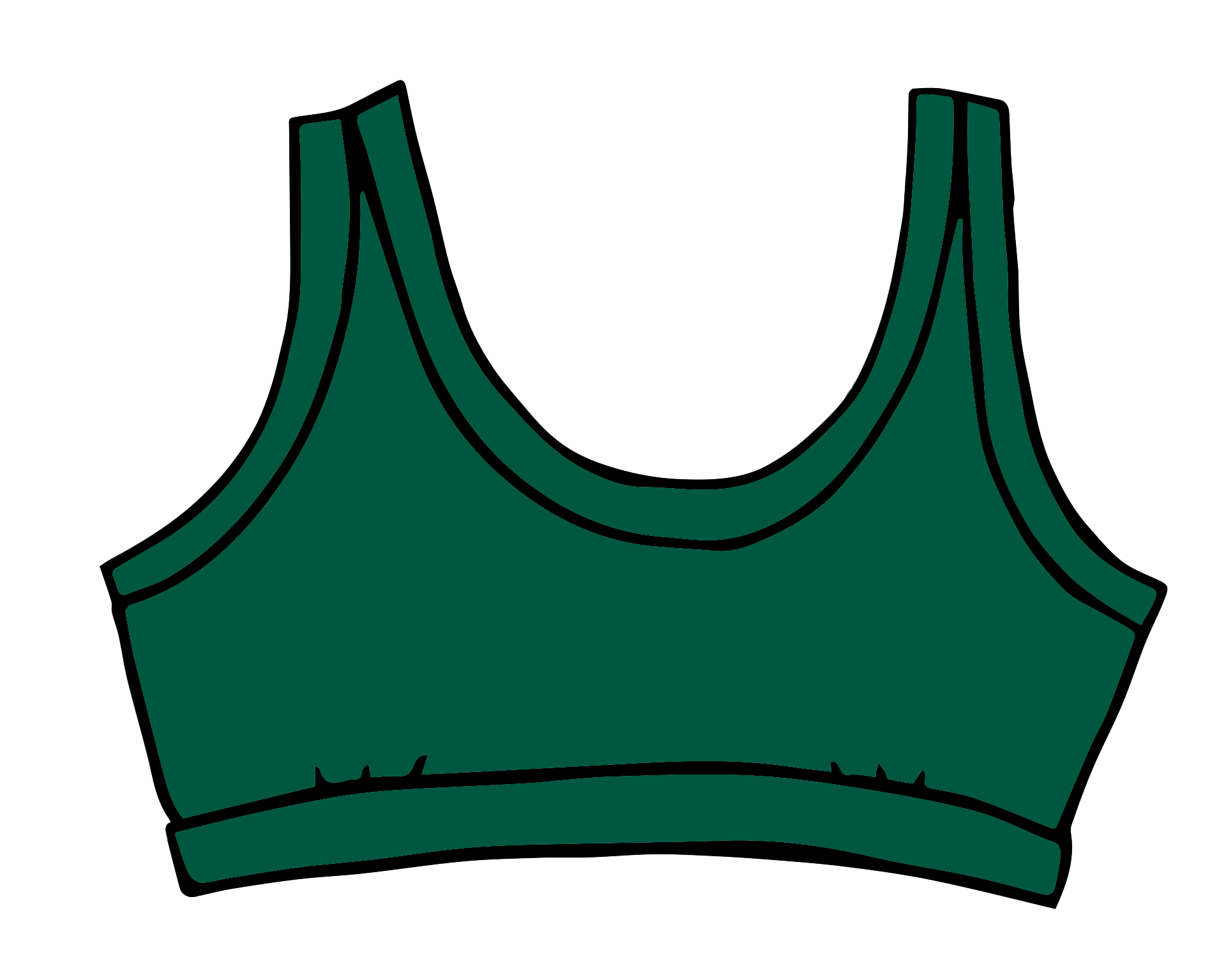 Drawing of Thunderpants Bralette in Green Emerald.