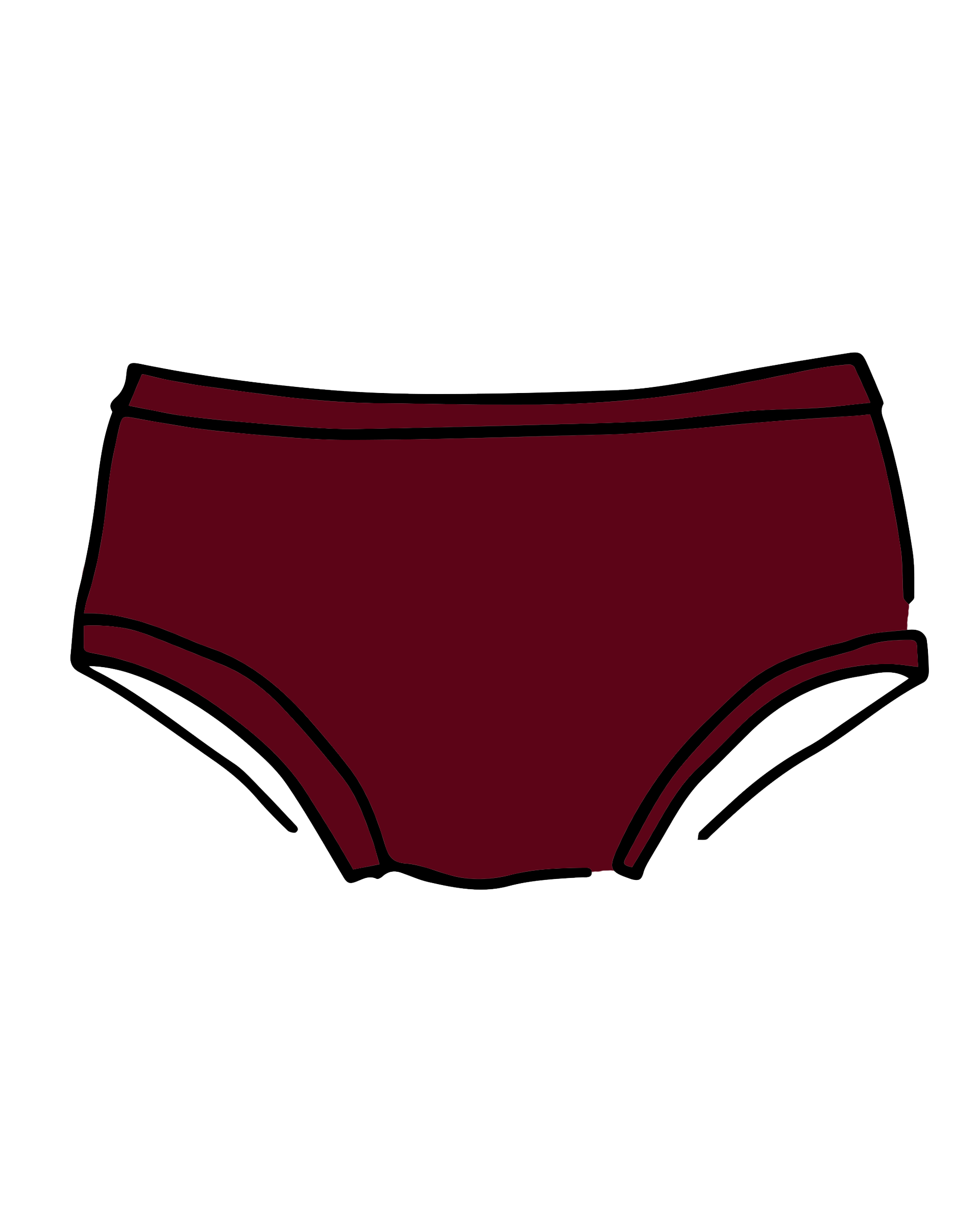 Drawing of Thunderpants Hipster style underwear in Cabern-YAY - a deep wine red color.