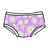 Drawing of Thunderpants Hipster style underwear in Delia's Daisy - white, green, and purple daisies print.
