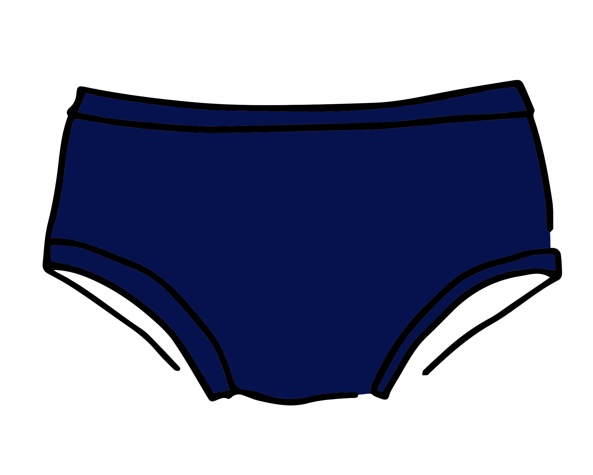 Drawing of Thunderpants Hipster style underwear in Indigo. 