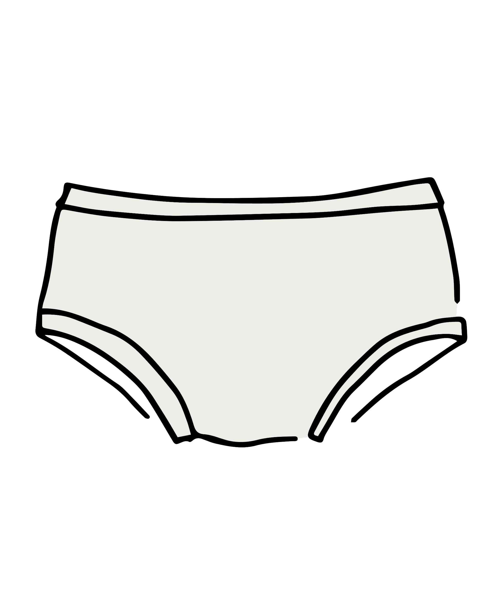Drawing of Thunderpants organic cotton Hipster style underwear in Plain Vanilla.