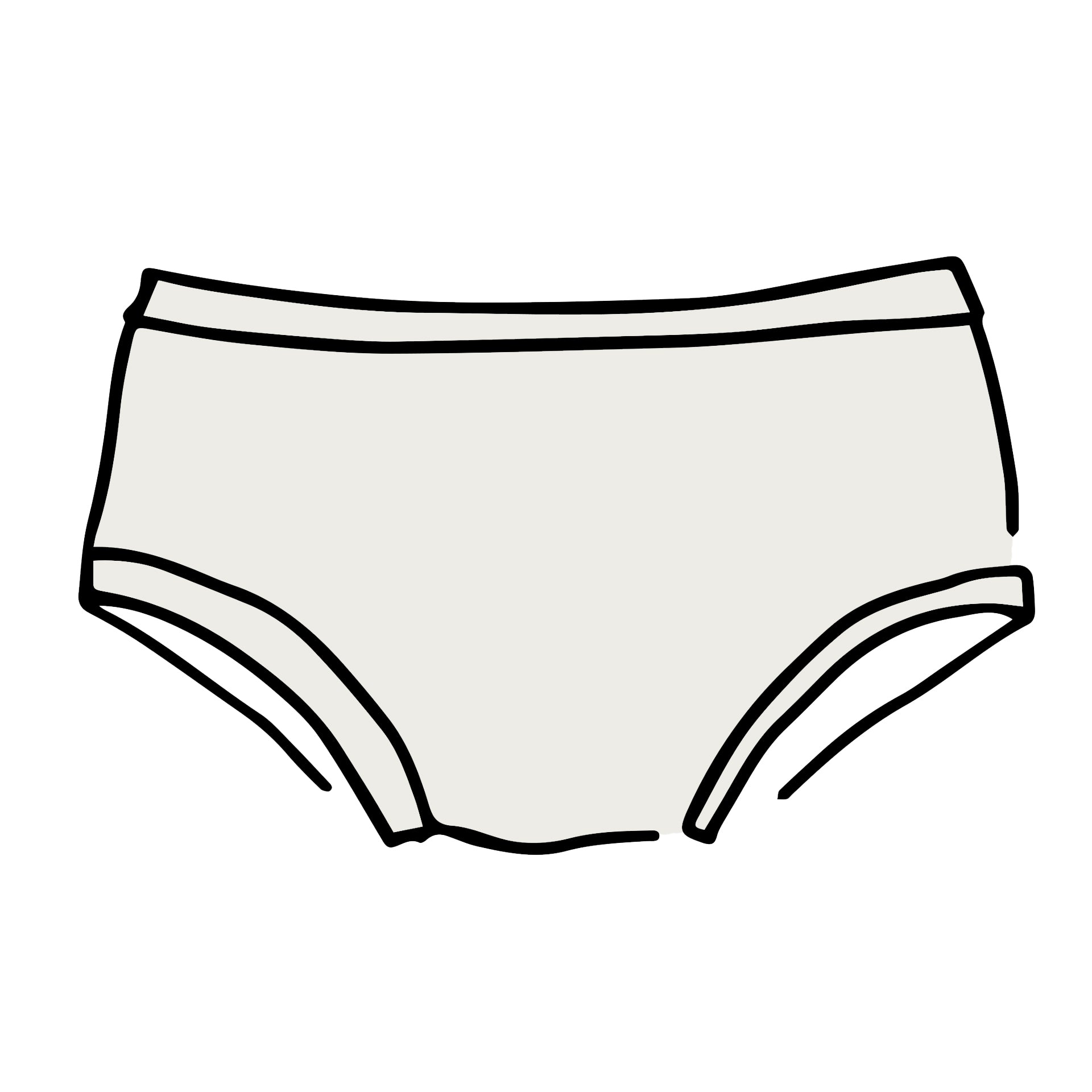 Drawing of Thunderpants organic cotton Hipster style underwear in Plain Vanilla.