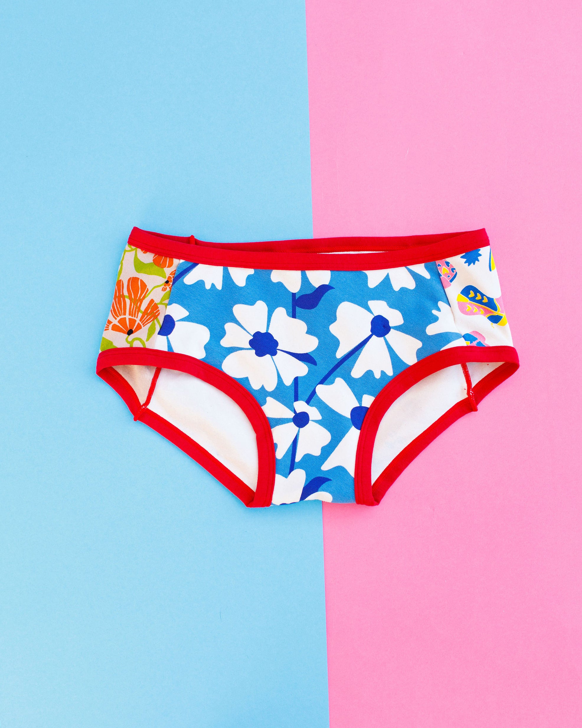 Flat lay of Thunderpants Hipster Panel Pant style underwear with various prints and colors.
