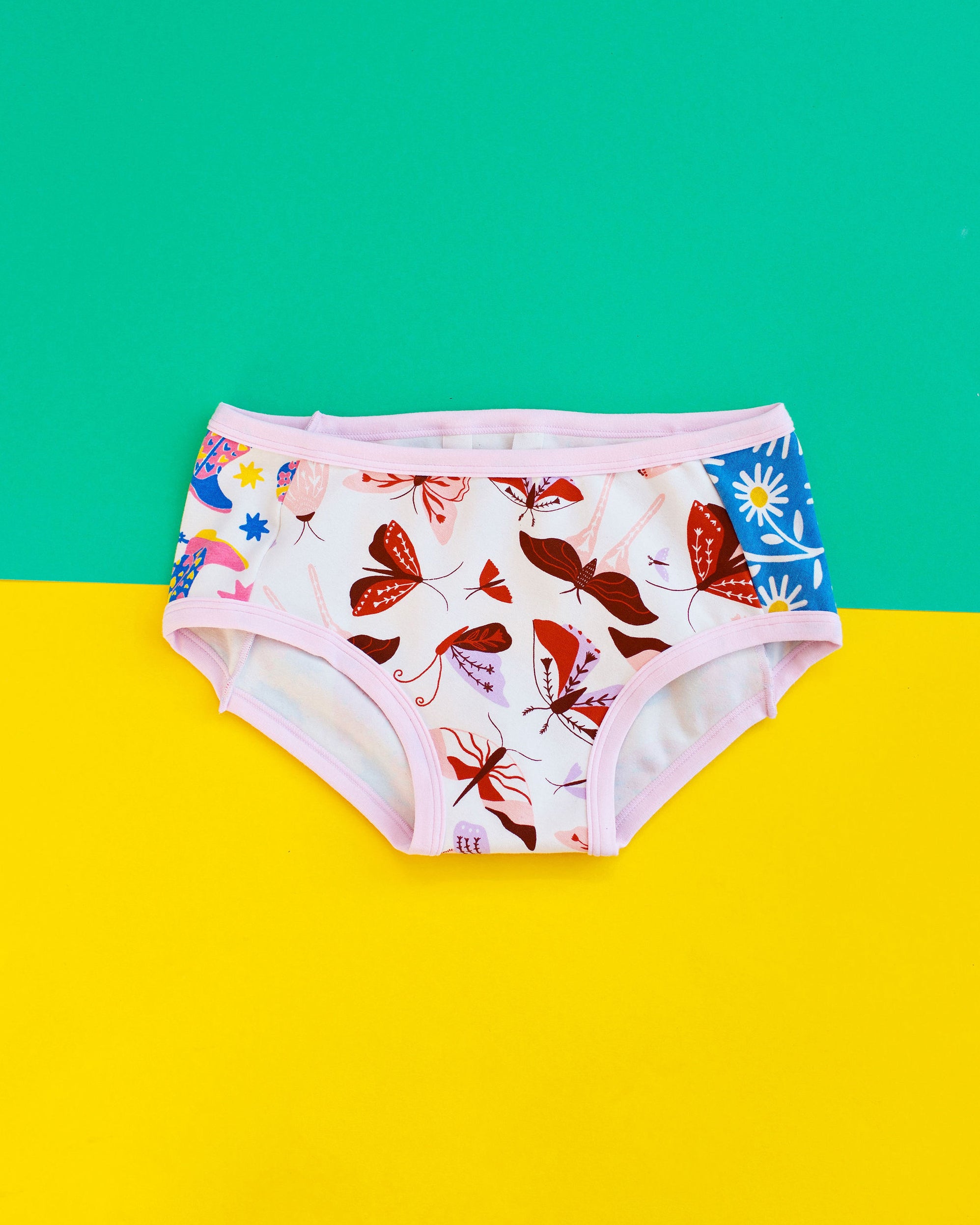 Flat lay of Thunderpants Hipster Panel Pant style underwear with various prints and colors.