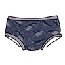 Drawing of Thunderpants Hipster style underwear in Whale, Whale, Whale print - indigo whales on lavender.