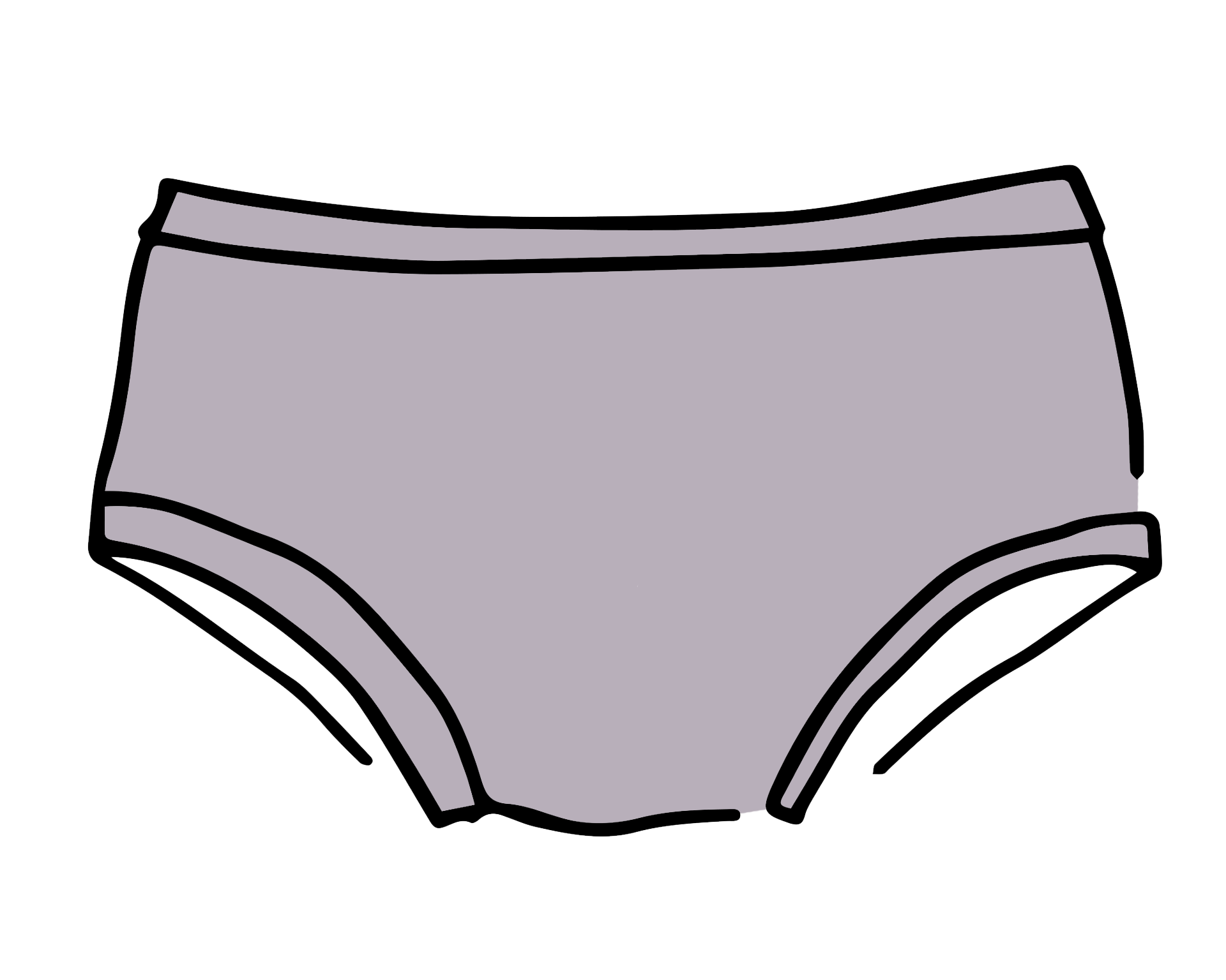 Drawing of Thunderpants Hipster style underwear in Wisterial Girl - a purple/grey color.
