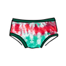 Drawing of Thunderpants Kid's style underwear in Holiday Dye - red and green tie dye with green binding. 