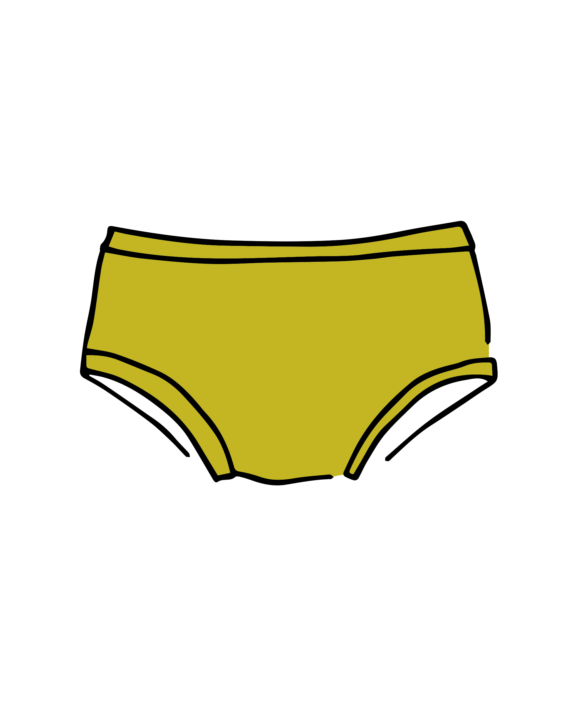 Drawing of Thunderpants Kid's style underwear in Star Fruit - a yellow chartreuse color.