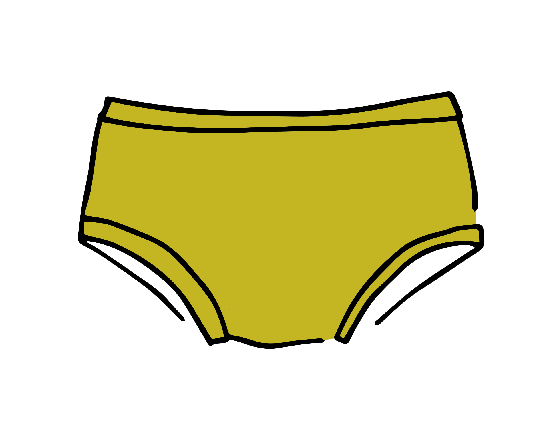 Drawing of Thunderpants Kid's style underwear in Star Fruit - a yellow chartreuse color.