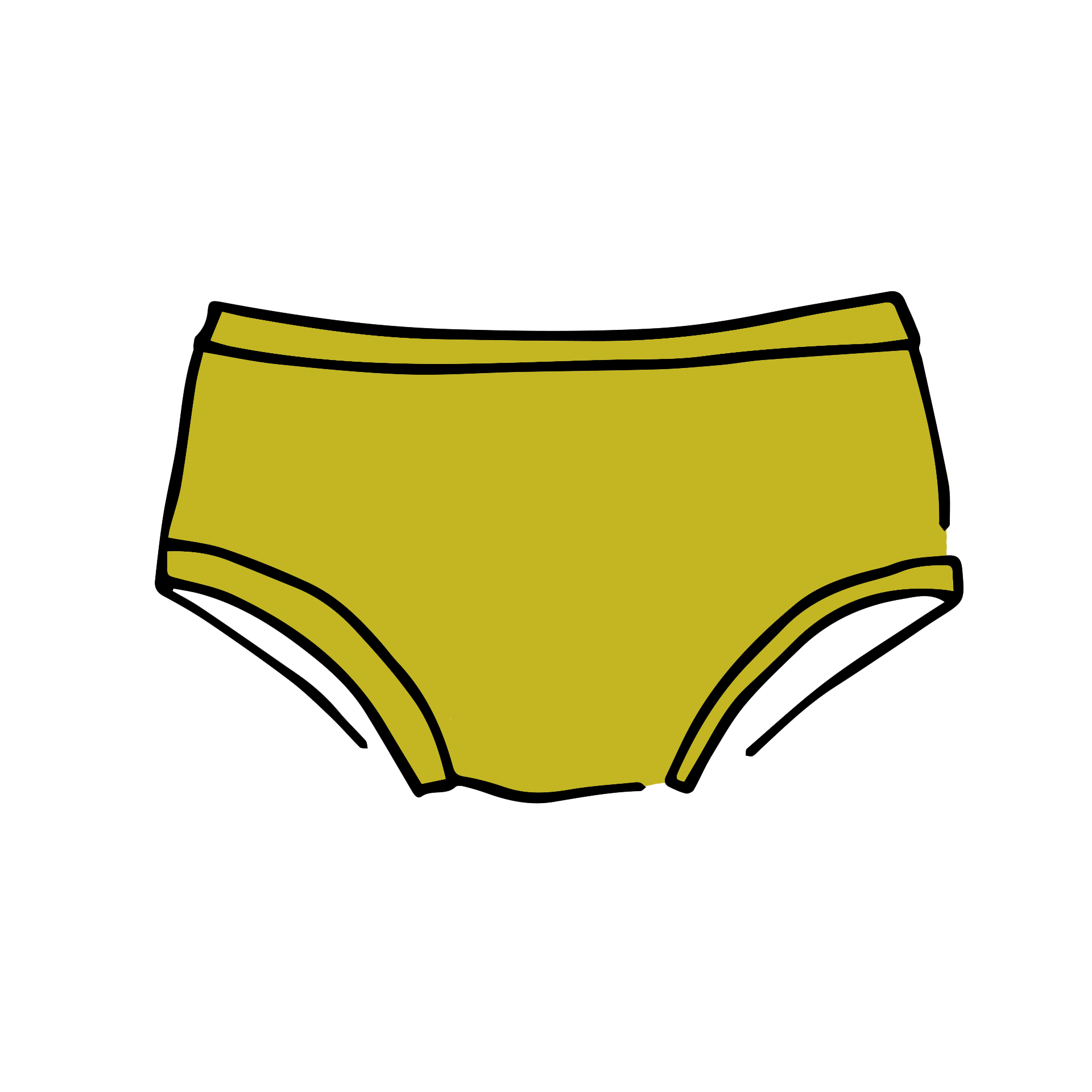 Drawing of Thunderpants Kid's style underwear in Star Fruit - a yellow chartreuse color.