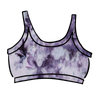 Drawing of Thunderpants Longline Bra in Haunted Haze Ice Dye - purply grey dye pattern.
