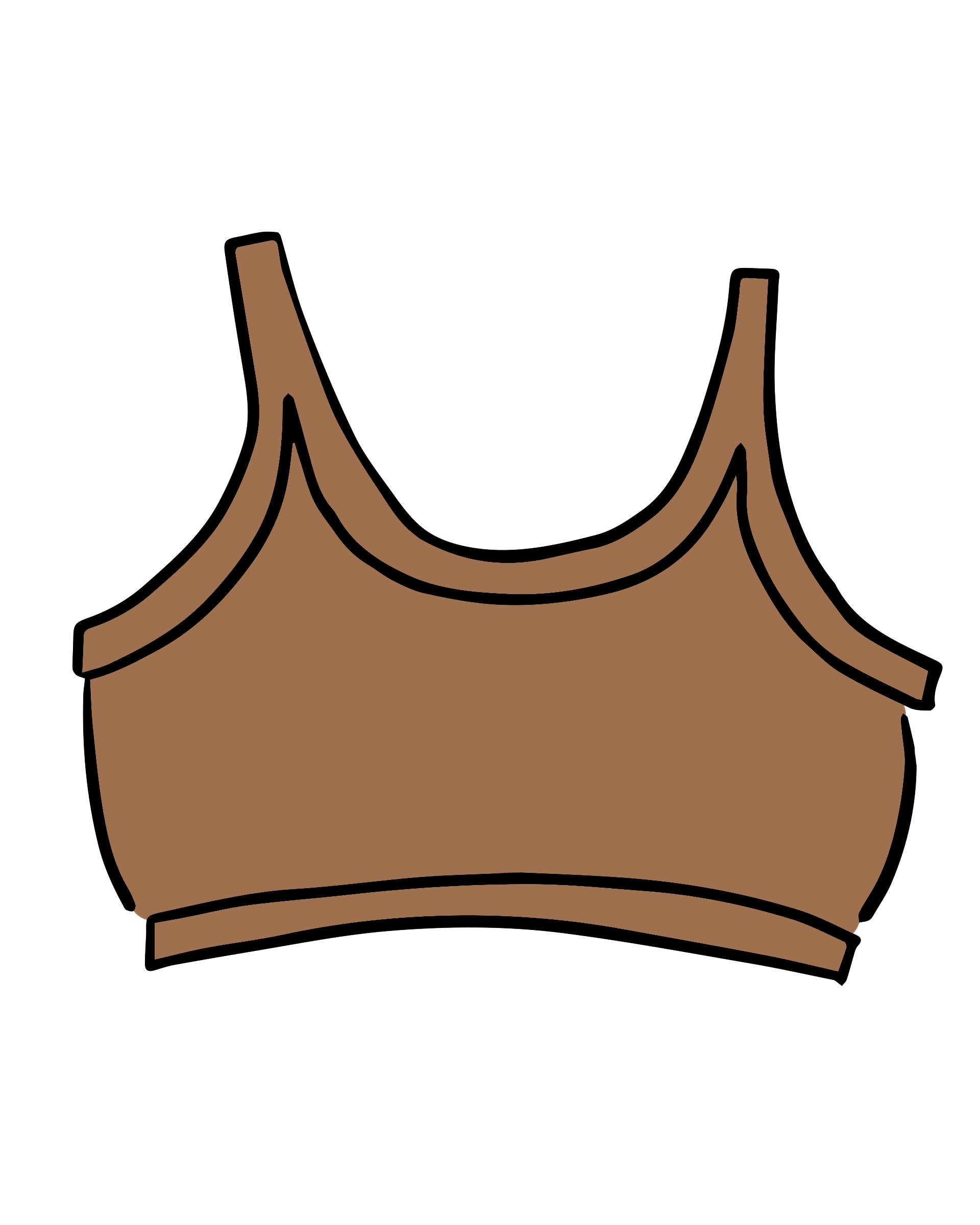 Drawing of Thunderpants Longline Bra in Hazelnut color.