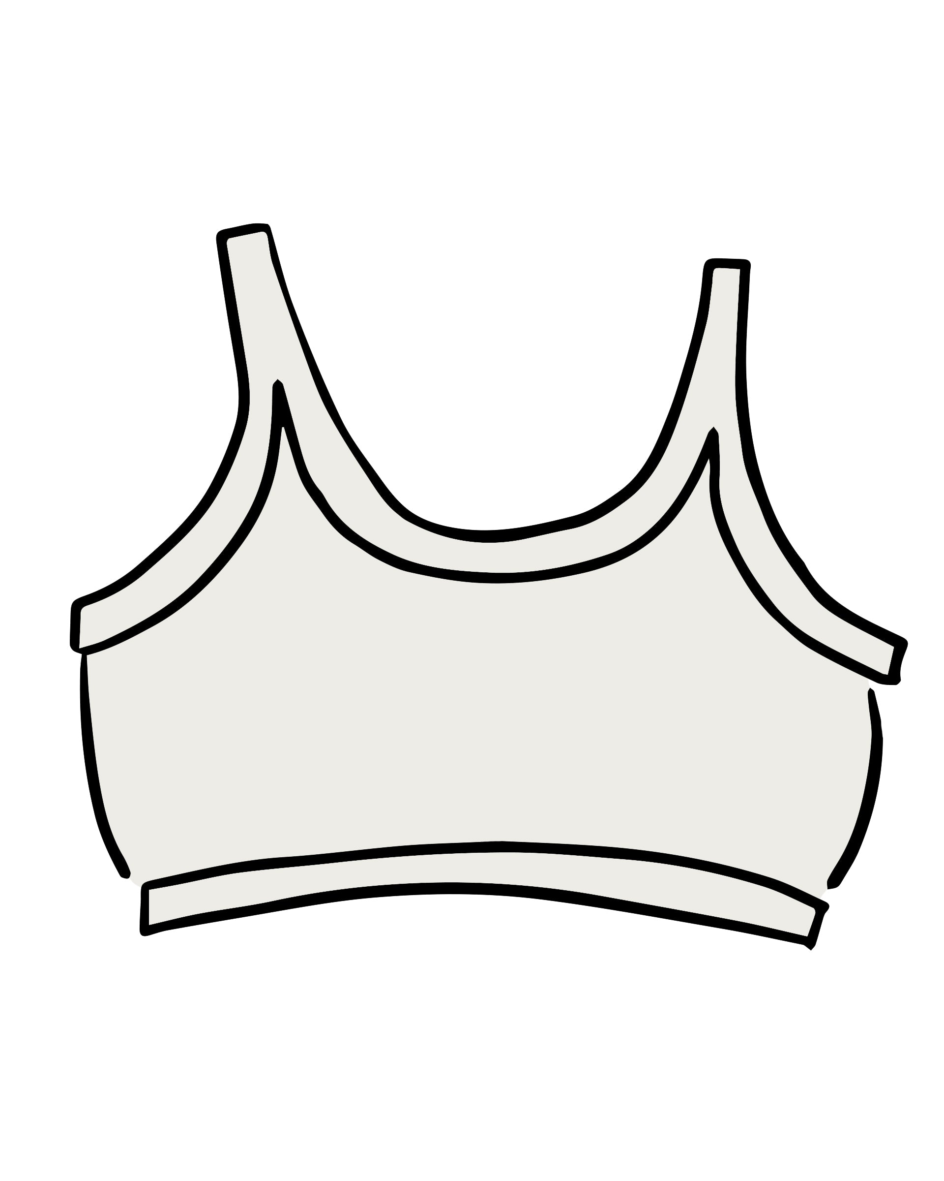 Drawing of Thunderpants organic cotton Longline Bra in Plain Vanilla.