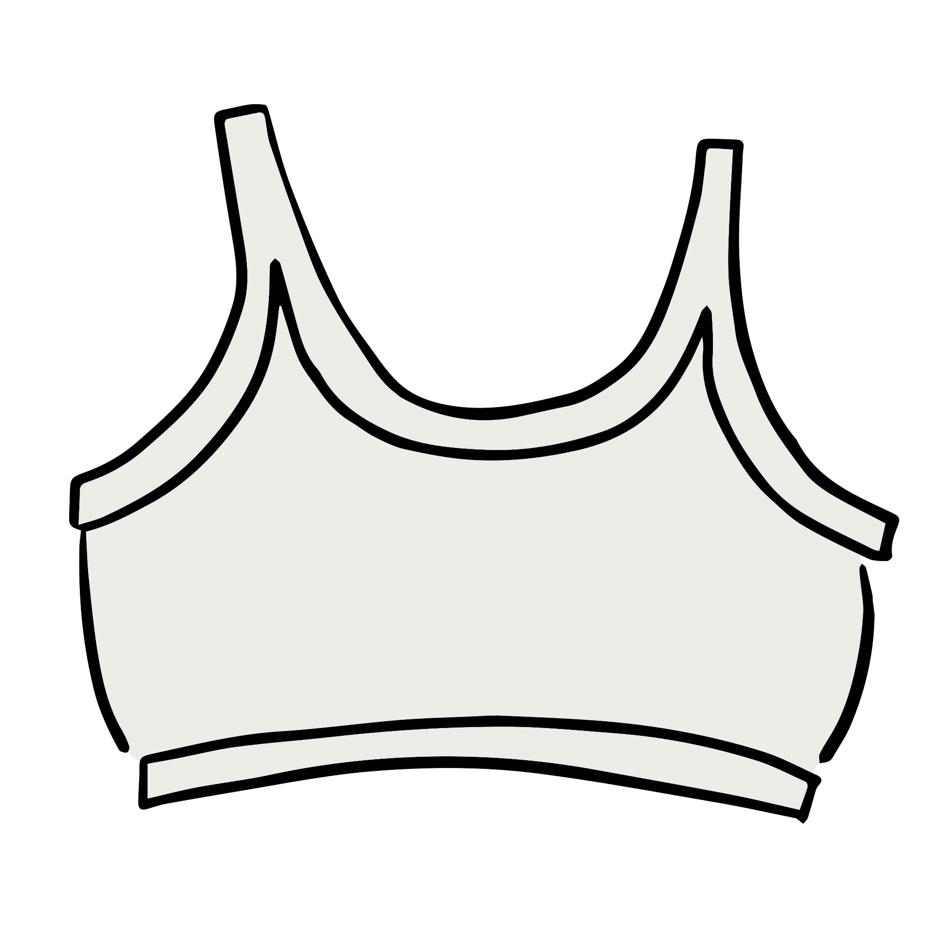 Drawing of Thunderpants organic cotton Longline Bra in Plain Vanilla.