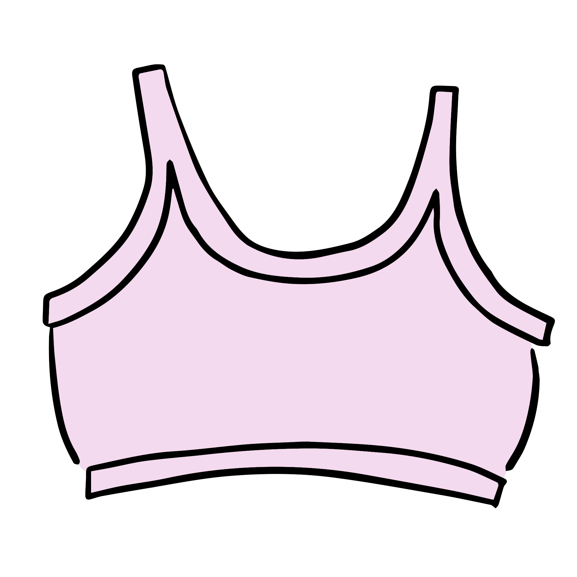 Drawing of Thunderpants Longline Bra in Plié Pink - light pink color.