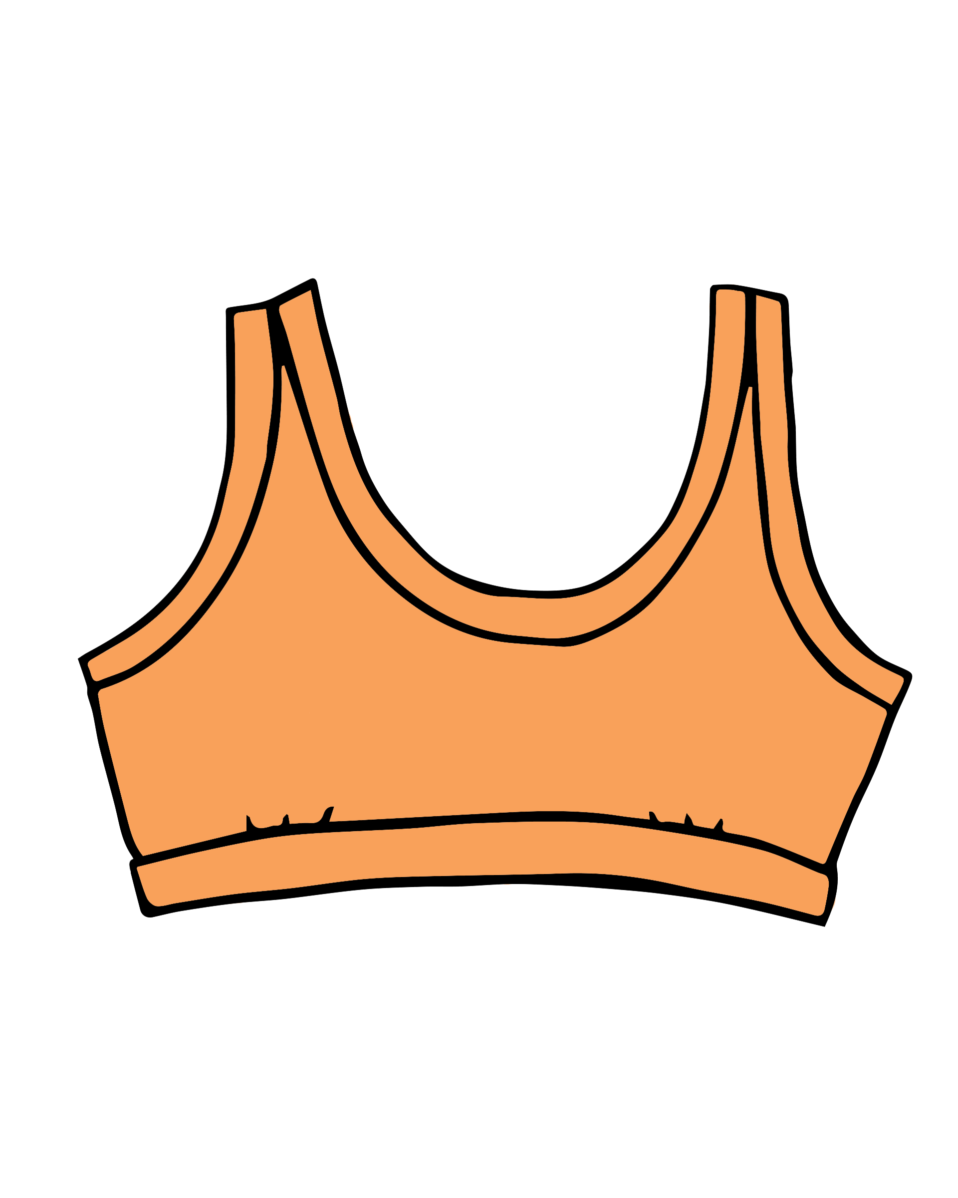 Drawing of Thunderpants Bralette in Orange Sherbet.