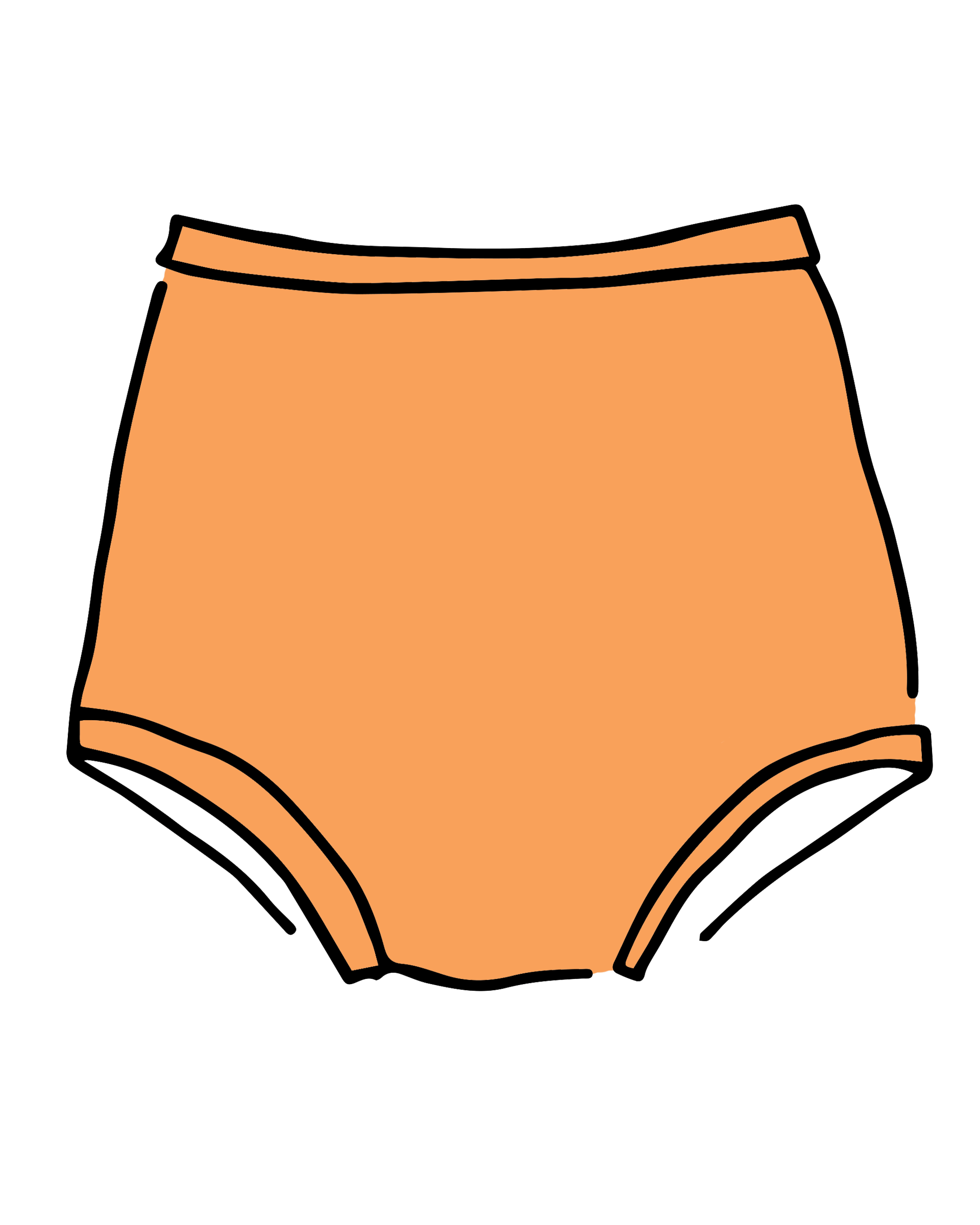 Drawing of Thunderpants Sky Rise style underwear in Orange Sherbet.