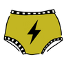 Drawing of Thunderpants Original style underwear in Thunderstruck - yellow with a black lightning bolt.