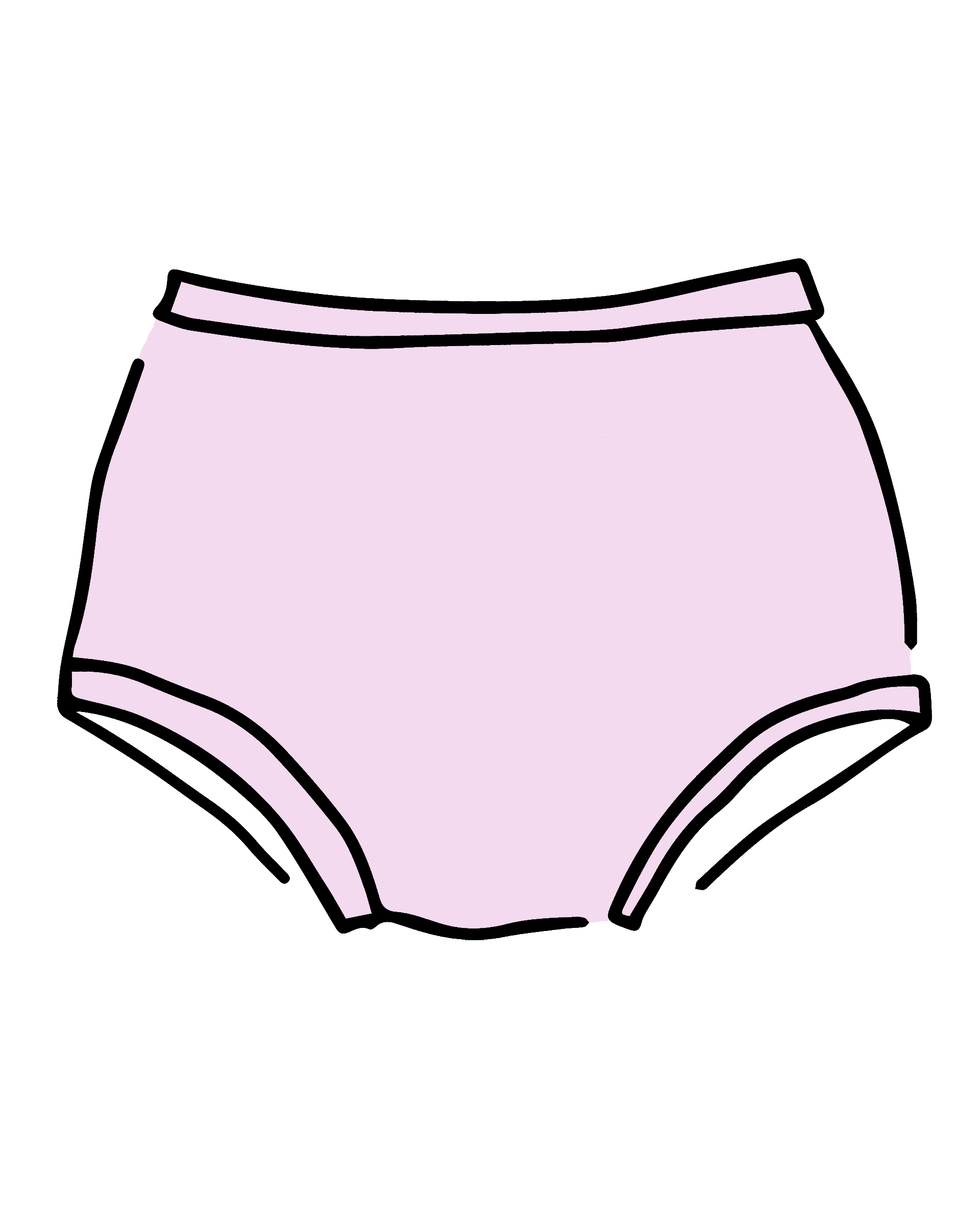 Drawing of Thunderpants Original style underwear in Plié Pink - light pink color.