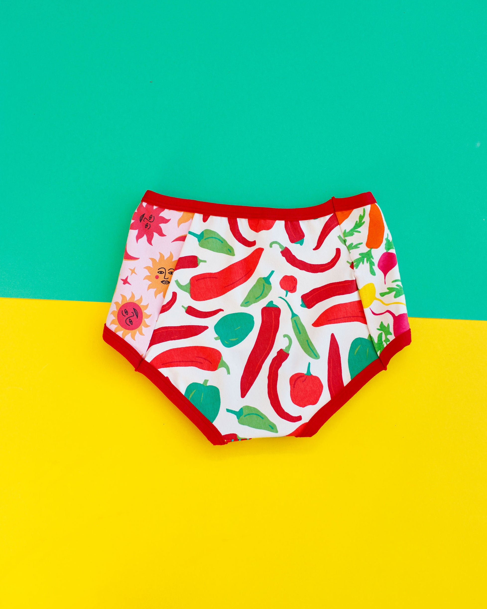Flat lay of Thunderpants Original Panel Pant style underwear with various prints and colors.