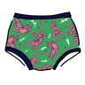 Drawing of Thunderpants organic cotton Original style underwear in Electric Tiger - green with pink and blue tigers and white lightning bolts.