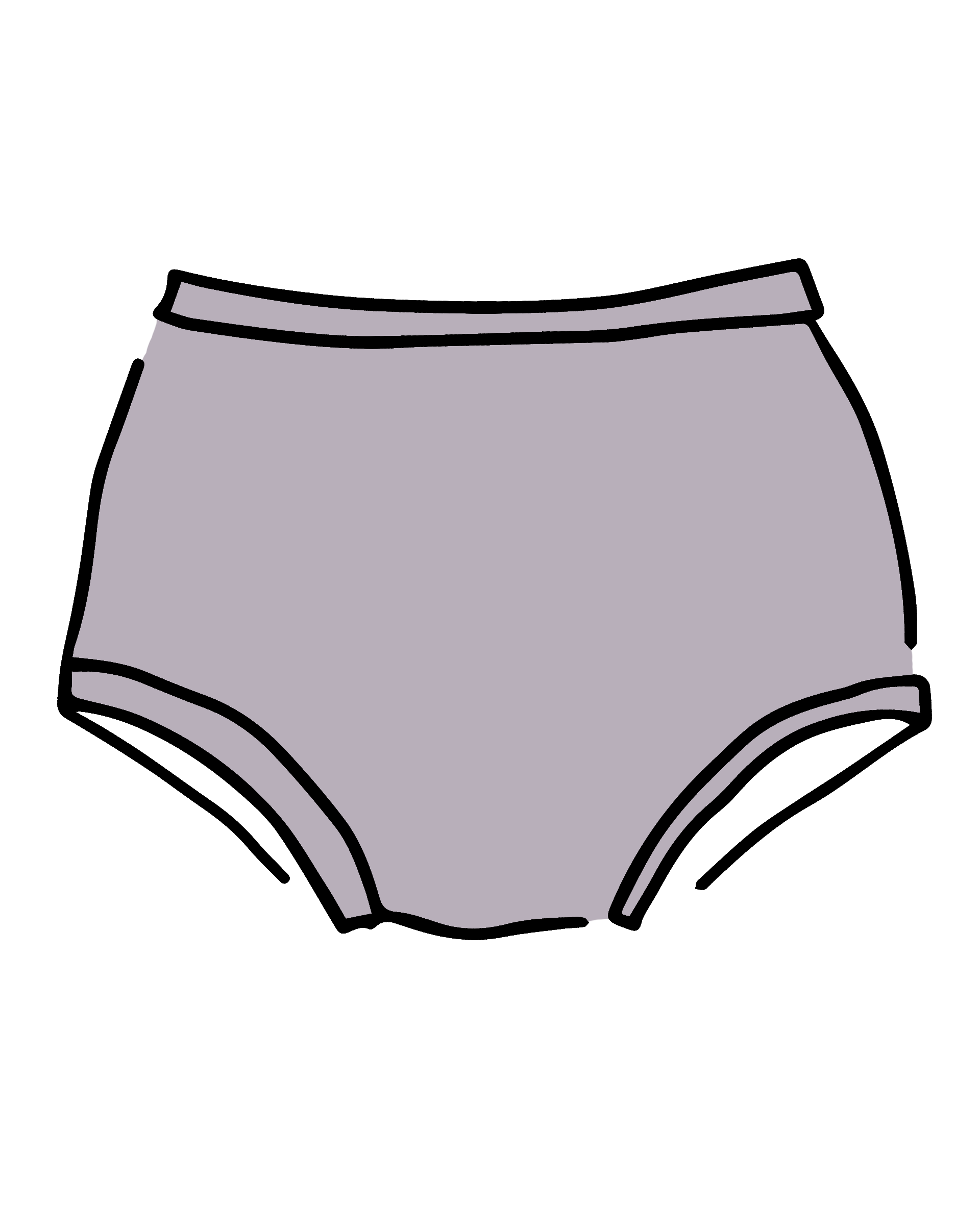 Drawing of Thunderpants Original style underwear in Wisterial Girl - a purple/grey color.