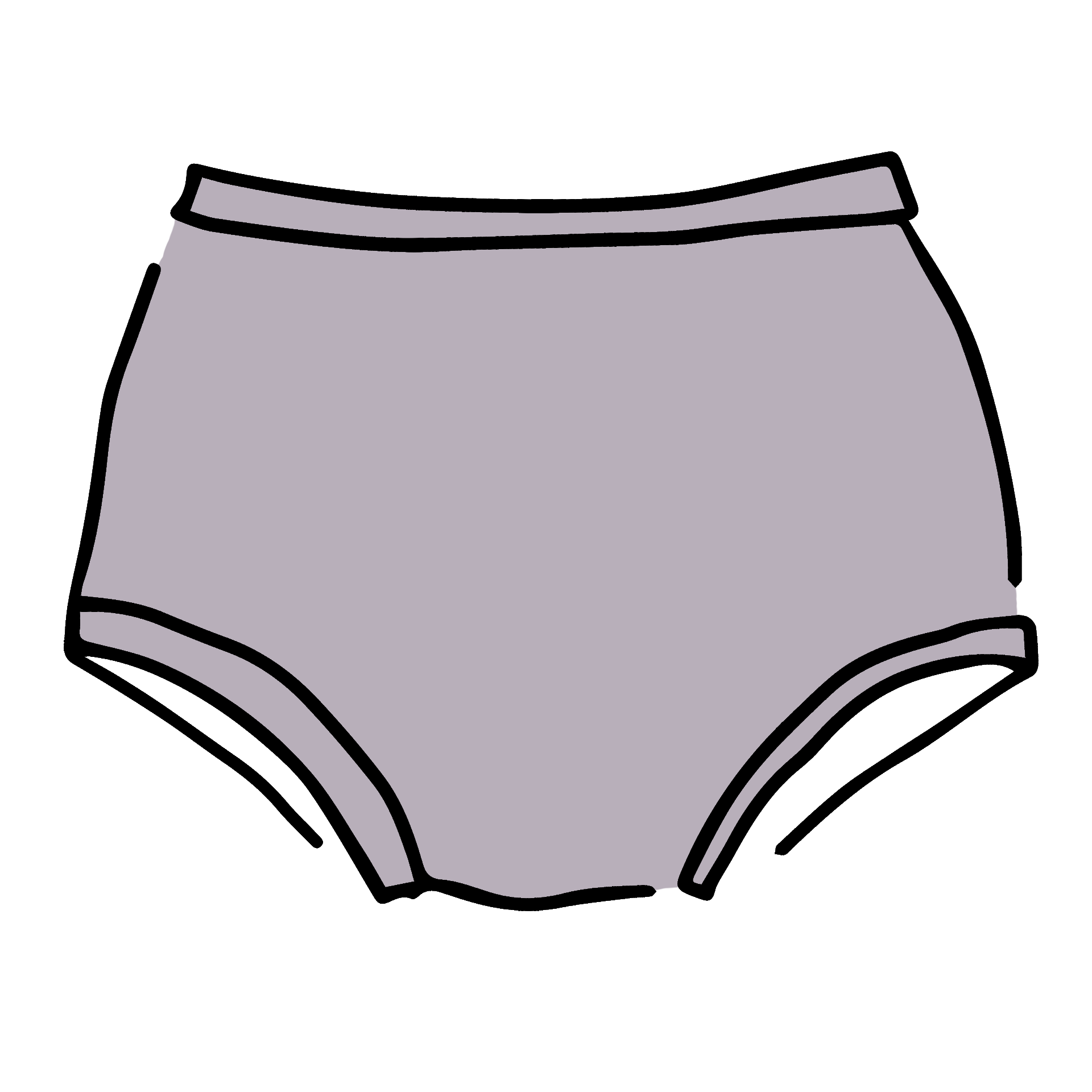 Drawing of Thunderpants Original style underwear in Wisterial Girl - a purple/grey color.