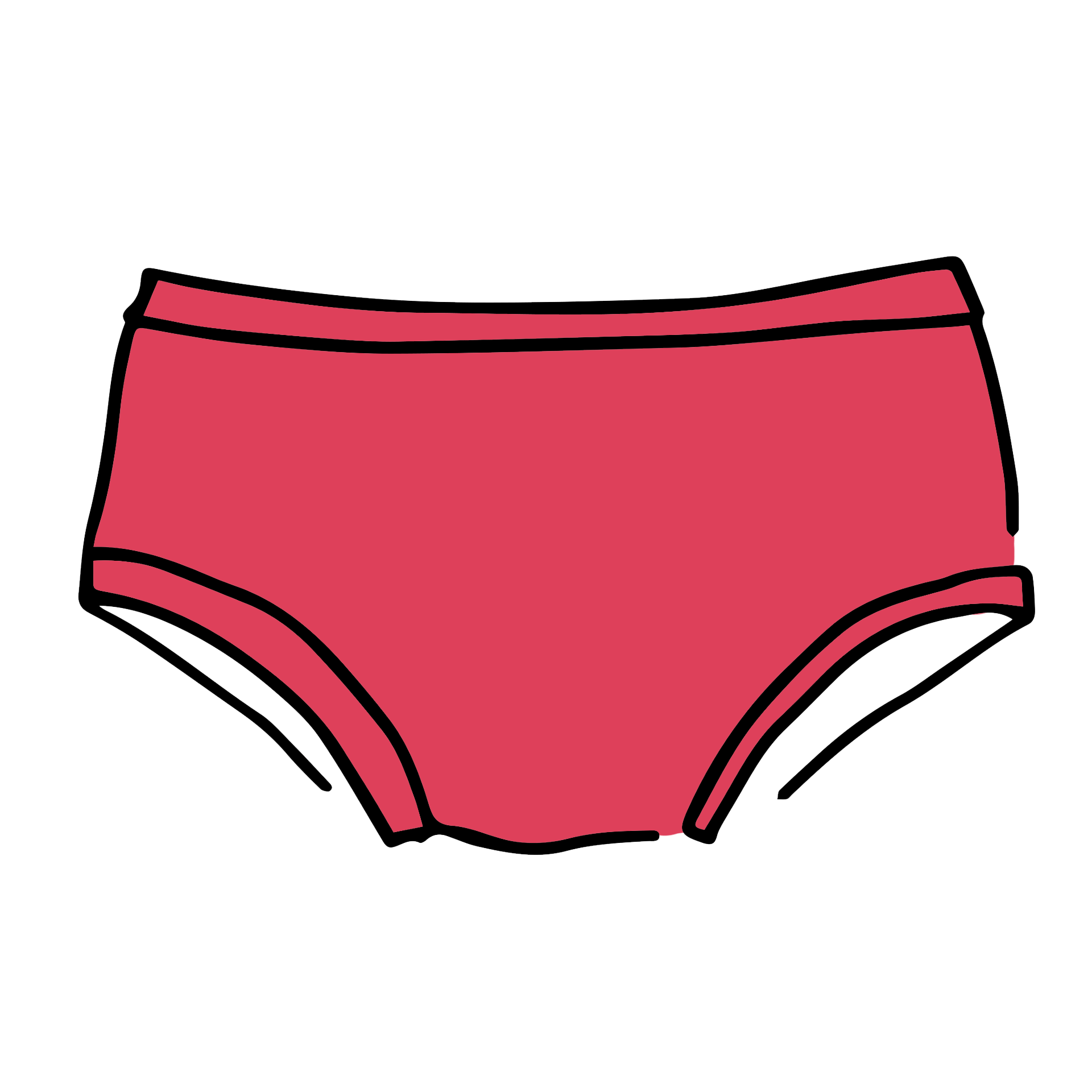 Drawing of Thunderpants Hipster style underwear in Pomegranate.