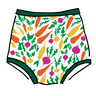 Drawing of Thunderpants Sky Rise style underwear in Root Veggies print.