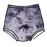 Drawing of Thunderpants Sky Rise style underwear in Haunted Haze Ice Dye - purply grey dye pattern.