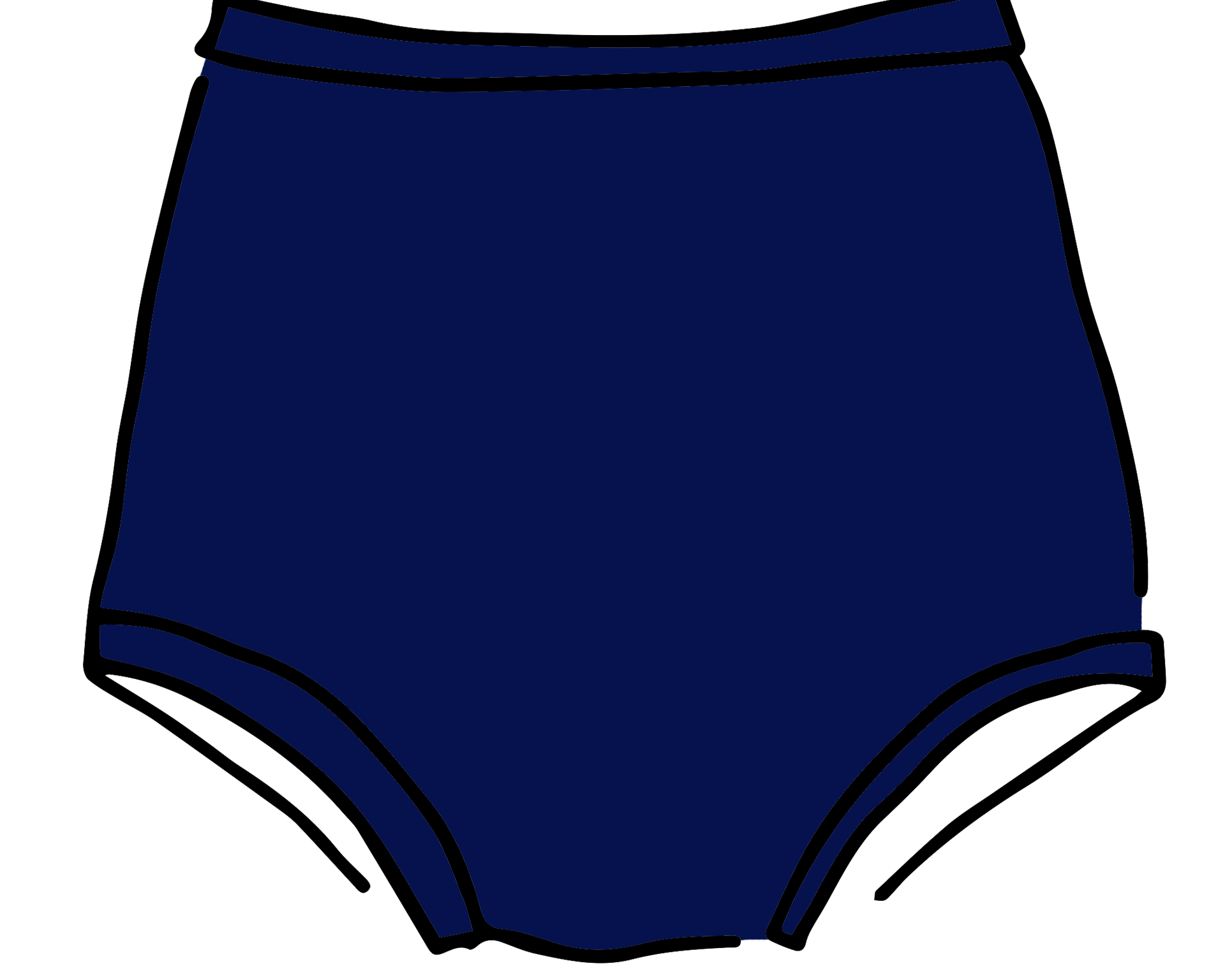 Drawing of Thunderpants Sky Rise style underwear in Indigo.